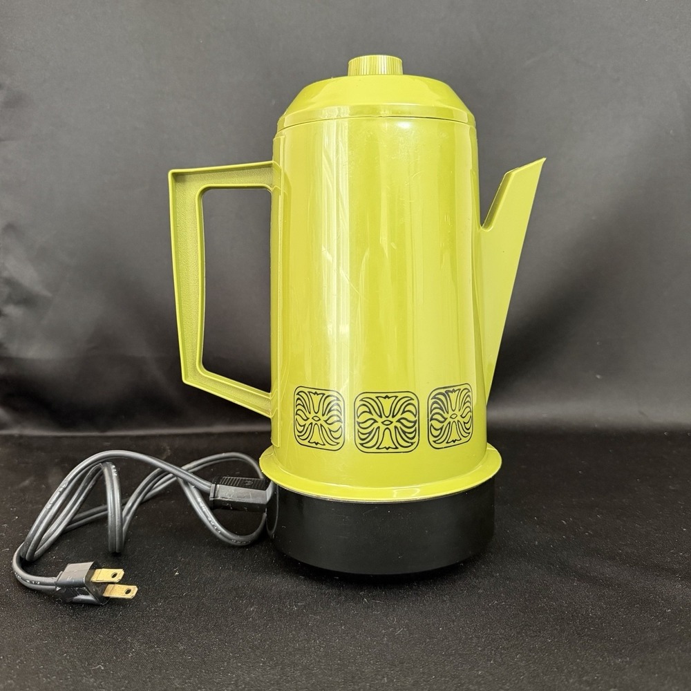 Mid Century Poly Perk Coffee 4-8 Cup Electric Perculator Avocado Green Retro